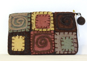 brown purse with squares