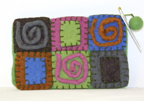 felted purse green squares