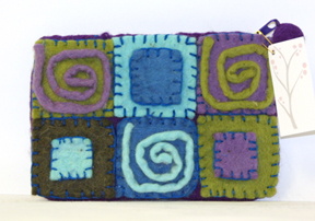 felt purse purple squares