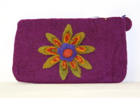 felt purse violet flower