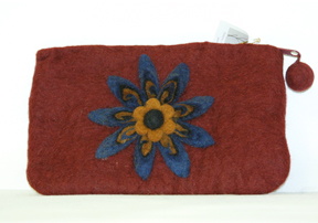 felt purse wine flower